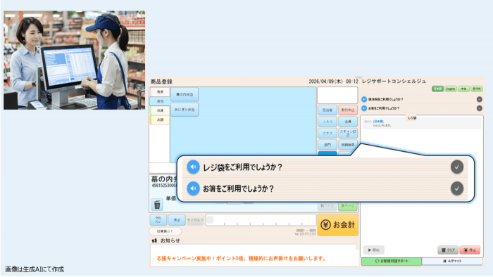 AIによるレジ業務支援のイメージ図