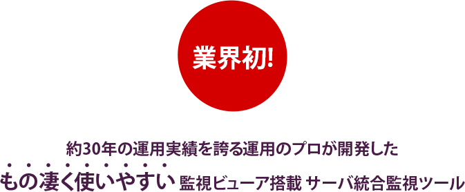 約30年のサーバ運用実績を誇る運用のプロが開発した、もの凄く使いやすい 監視ビューア搭載 サーバ統合監視ツール